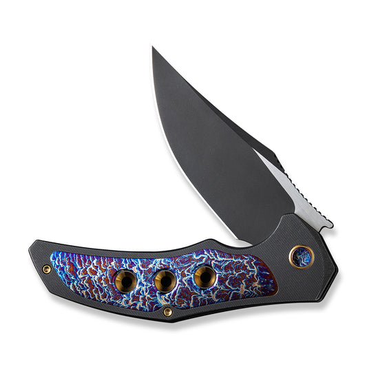 WE Knife Co., Ltd™ Magnetron Frame Lock 18058-4 Black Titanium and Blue Flamed Titanium CPM 20CV Stainless Steel Pocket Knife