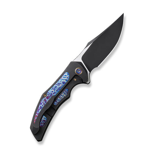 WE Knife Co., Ltd™ Magnetron Frame Lock 18058-4 Black Titanium and Blue Flamed Titanium CPM 20CV Stainless Steel Pocket Knife