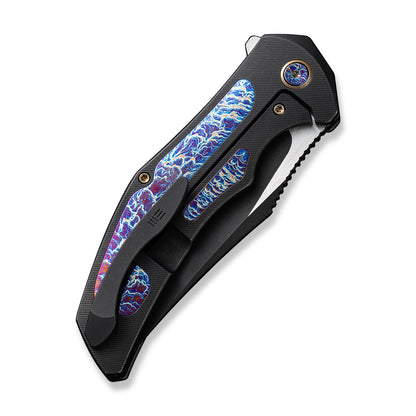 WE Knife Co., Ltd™ Magnetron Frame Lock 18058-4 Black Titanium and Blue Flamed Titanium CPM 20CV Stainless Steel Pocket Knife