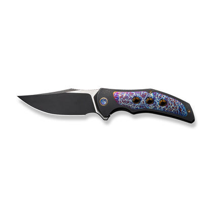 WE Knife Co., Ltd™ Magnetron Frame Lock 18058-4 Black Titanium and Blue Flamed Titanium CPM 20CV Stainless Steel Pocket Knife