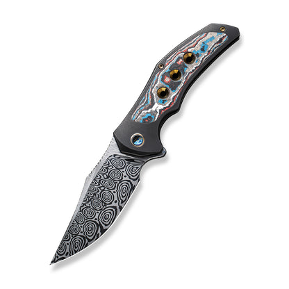 WE Knife Co., Ltd™ Magnetron Frame Lock 18058-DS1 Black Titanium and Nebula Fat Carbon Fiber Damasteel Pocket Knife