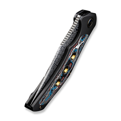 WE Knife Co., Ltd™ Magnetron Frame Lock 18058-DS1 Black Titanium and Nebula Fat Carbon Fiber Damasteel Pocket Knife