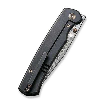 WE Knife Co., Ltd™ Evoke Frame Lock WE21046-DS1 Black 6al4v Titanium Damasteel Pocket Knife
