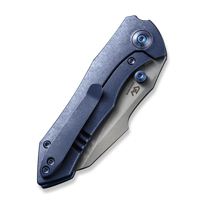 WE Knife Co., Ltd™ High-fin Frame Lock WE22005-3 Blue 6AL4V Titanium CPM 20CV Stainless Steel Pocket Knife