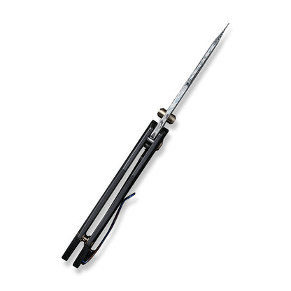 WE Knife Co., Ltd™ High-fin Frame Lock WE22005-DS1 Black 6AL4V Titanium Damasteel Pocket Knife