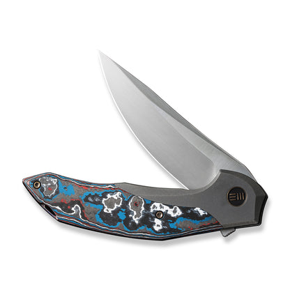 WE Knife Co., Ltd™ Merata Frame Lock WE22008B-2 Black Titanium and Nebula Fat Carbon CPM 20CV Stainless Steel Pocket Knife