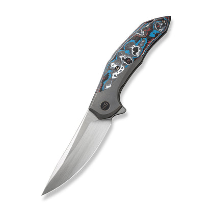 WE Knife Co., Ltd™ Merata Frame Lock WE22008B-2 Black Titanium and Nebula Fat Carbon CPM 20CV Stainless Steel Pocket Knife