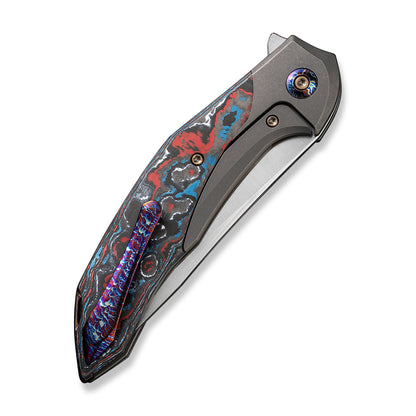 WE Knife Co., Ltd™ Merata Frame Lock WE22008B-2 Black Titanium and Nebula Fat Carbon CPM 20CV Stainless Steel Pocket Knife