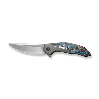 WE Knife Co., Ltd™ Merata Frame Lock WE22008B-2 Black Titanium and Nebula Fat Carbon CPM 20CV Stainless Steel Pocket Knife