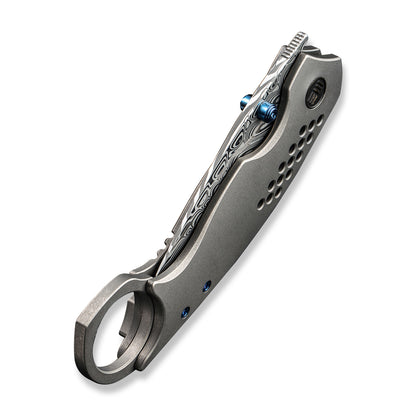 WE Knife Co., Ltd™ Envisage Frame Lock WE22013-DS1 Gray Titanium Stainless Damasteel Pocket Knife