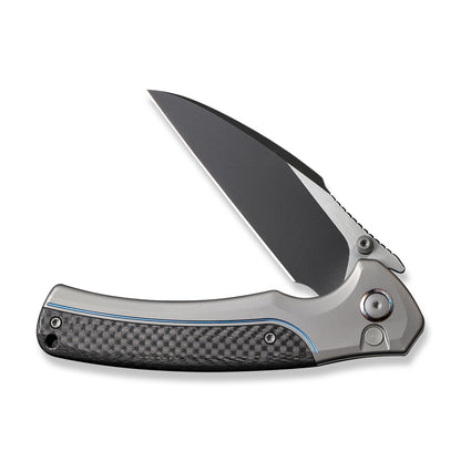 WE Knife Co., Ltd™ Ziffius Button Lock 22024A-1 Twill Carbon Fiber and Gray Titanium CPM 20CV Stainless Steel Pocket Knife