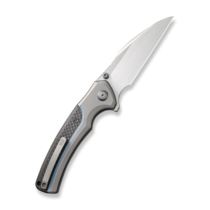 WE Knife Co., Ltd™ Ziffius Button Lock 22024A-2 Twill Carbon Fiber and Gray Titanium CPM 20CV Stainless Steel Pocket Knife