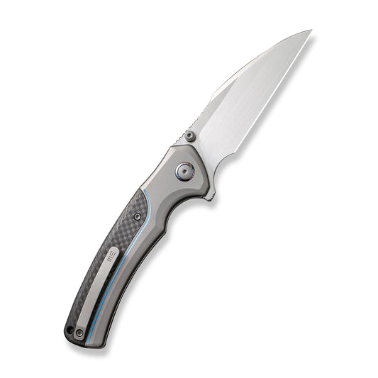 WE Knife Co., Ltd™ Ziffius Button Lock 22024A-2 Twill Carbon Fiber and Gray Titanium CPM 20CV Stainless Steel Pocket Knife