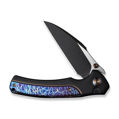 WE Knife Co., Ltd™ Ziffius Button Lock WE22024D-1 Blue Flamed Titanium and Black Titanium CPM 20CV Stainless Steel Pocket Knife