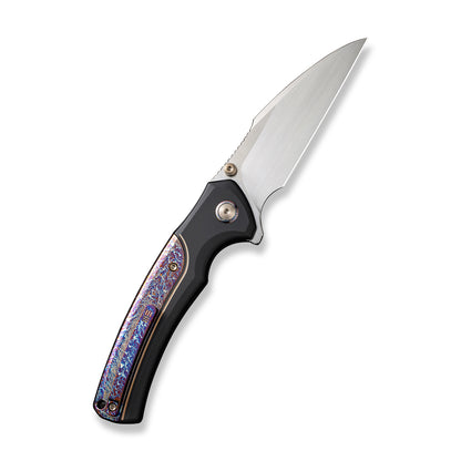 WE Knife Co., Ltd™ Ziffius Button Lock WE22024D-2 Blue Flamed Titanium and Black Titanium CPM 20CV Stainless Steel Pocket Knife