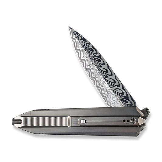 WE Knife Co., Ltd™ Diatomic Frame Lock WE22032-DS1 Gray Titanium Stainless Damasteel Pocket Knife