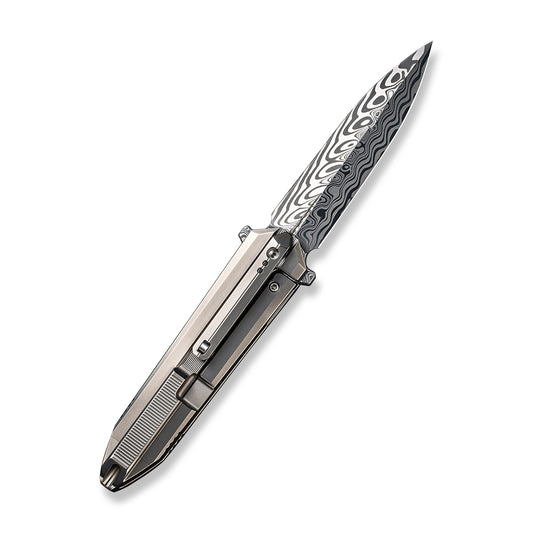 WE Knife Co., Ltd™ Diatomic Frame Lock WE22032-DS1 Gray Titanium Stainless Damasteel Pocket Knife