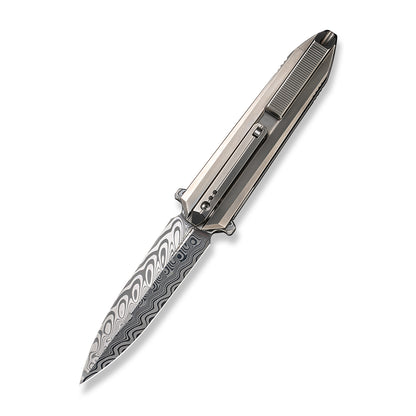 WE Knife Co., Ltd™ Diatomic Frame Lock WE22032-DS1 Gray Titanium Stainless Damasteel Pocket Knife