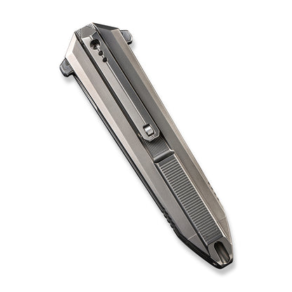 WE Knife Co., Ltd™ Diatomic Frame Lock WE22032-DS1 Gray Titanium Stainless Damasteel Pocket Knife