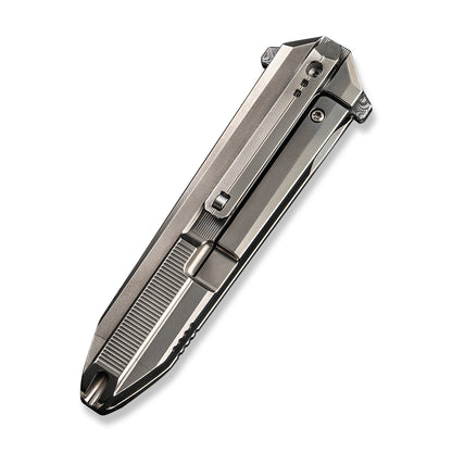 WE Knife Co., Ltd™ Diatomic Frame Lock WE22032-DS1 Gray Titanium Stainless Damasteel Pocket Knife