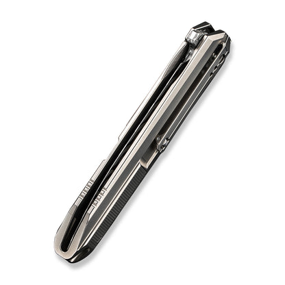 WE Knife Co., Ltd™ Diatomic Frame Lock WE22032-DS1 Gray Titanium Stainless Damasteel Pocket Knife