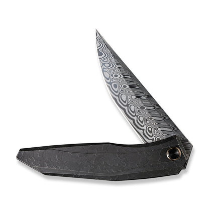 WE Knife Co., Ltd™ Cybernetic Frame Lock WE22033-DS1 Black Titanium Damasteel Pocket Knife