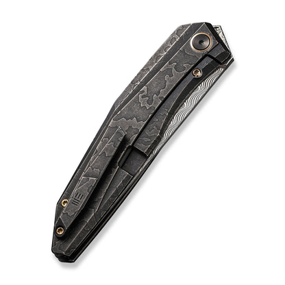 WE Knife Co., Ltd™ Cybernetic Frame Lock WE22033-DS1 Black Titanium Damasteel Pocket Knife