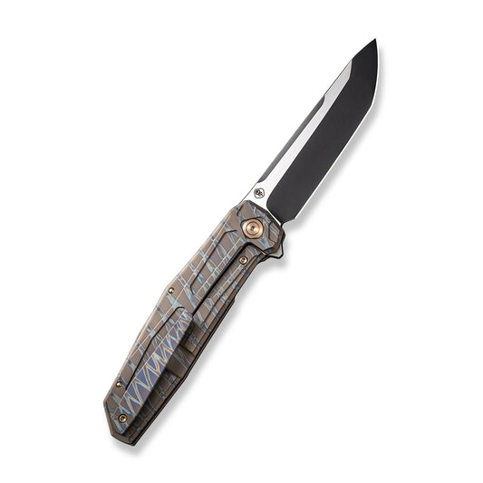 WE Knife Co., Ltd™ Shadowfire Frame Lock WE22035-4 Tiger Stripe Titanium CPM 20CV Stainless Steel Pocket Knife