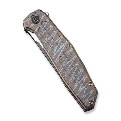 WE Knife Co., Ltd™ Shadowfire Frame Lock WE22035-4 Tiger Stripe Titanium CPM 20CV Stainless Steel Pocket Knife