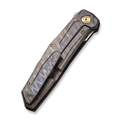WE Knife Co., Ltd™ Shadowfire Frame Lock WE22035-4 Tiger Stripe Titanium CPM 20CV Stainless Steel Pocket Knife