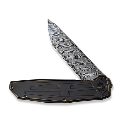 WE Knife Co., Ltd™ Shadowfire Frame Lock WE22035-DS1 Bronze/Black Titanium Damasteel Pocket Knife