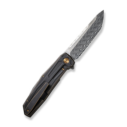 WE Knife Co., Ltd™ Shadowfire Frame Lock WE22035-DS1 Bronze/Black Titanium Damasteel Pocket Knife