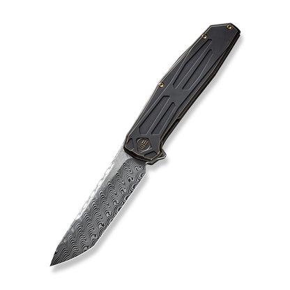 WE Knife Co., Ltd™ Shadowfire Frame Lock WE22035-DS1 Bronze/Black Titanium Damasteel Pocket Knife