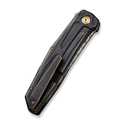WE Knife Co., Ltd™ Shadowfire Frame Lock WE22035-DS1 Bronze/Black Titanium Damasteel Pocket Knife