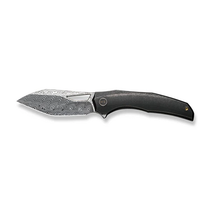 WE Knife Co., Ltd™ Ignio Frame Lock WE22042B-DS1 MB Black Anodized 6AL4V Titanium Damasteel Pocket Knife