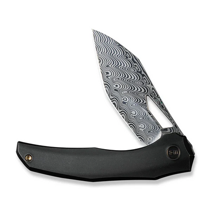 WE Knife Co., Ltd™ Ignio Frame Lock WE22042B-DS1 MB Black Anodized 6AL4V Titanium Damasteel Pocket Knife