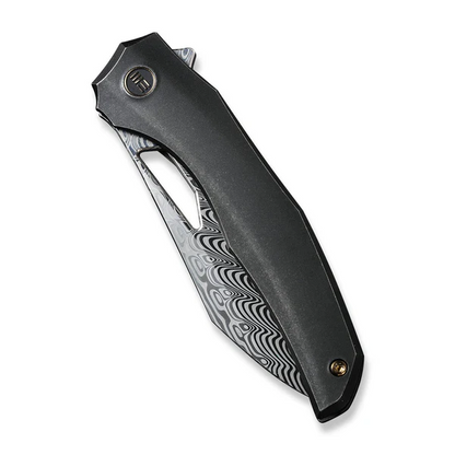 WE Knife Co., Ltd™ Ignio Frame Lock WE22042B-DS1 MB Black Anodized 6AL4V Titanium Damasteel Pocket Knife