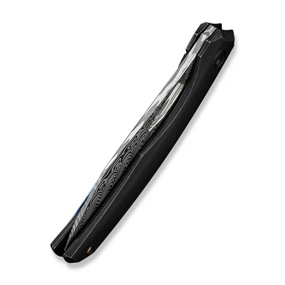 WE Knife Co., Ltd™ Ignio Frame Lock WE22042B-DS1 MB Black Anodized 6AL4V Titanium Damasteel Pocket Knife