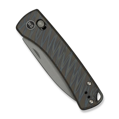 WE Knife Co., Ltd™ Nightblade Crossbar Lock WE22046-3 Tiger Stripe Flamed 6AL4V Titanium CPM 20CV Stainless Steel Pocket Knife