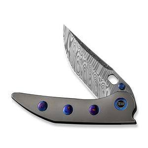 WE Knife Co., Ltd™ Attor Frame Lock WE23037-DS1 Polished Bead Blasted 6AL4V Titanium Damasteel Pocket Knife