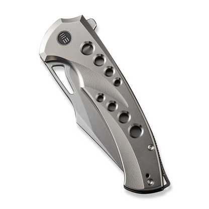 WE Knife Co., Ltd™ Swiftfin Frame Lock WE23051-2 Polished Bead Blasted 6AL4V Titanium CPM 20CV Stainless Steel Pocket Knife