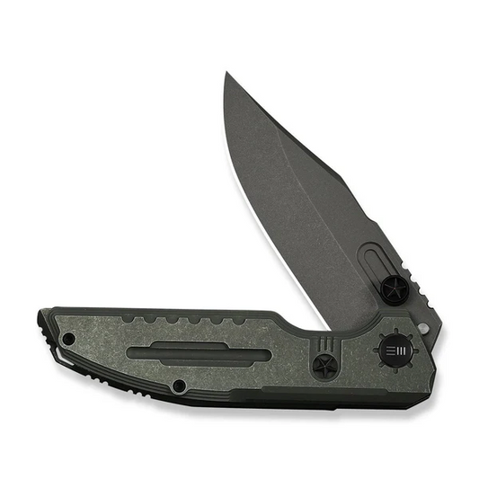 WE Knife Co., Ltd™ Muster Frame Lock WE23058-2 Olive Gray Anodized 6AL4V Titanium M390 Stainless Steel Pocket Knife