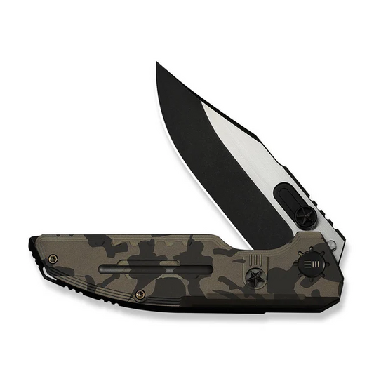 WE Knife Co., Ltd™ Muster Frame Lock WE23058-3 Desert Terrain Camo Anodized 6AL4V Titanium M390 Stainless Steel Pocket Knife