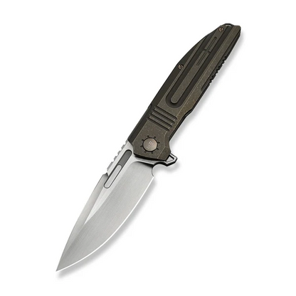 WE Knife Co., Ltd™ Tracks Frame Lock WE23059-2 Bronzed Stonewash 6AL4V Titanium M390 Stainless Steel Pocket Knife