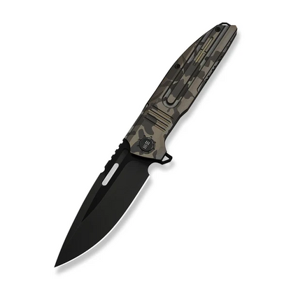 WE Knife Co., Ltd™ Tracks Frame Lock WE23059-3 Desert Terrain 6AL4V Titanium M390 Stainless Steel Pocket Knife