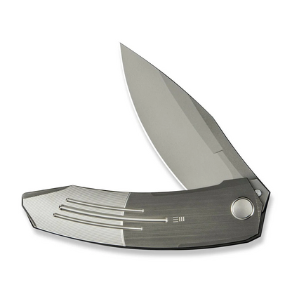 WE Knife Co., Ltd™ Sine Wave Liner Lock WE23069B-2 Gray & Satin 6AL4V Titanium M390 Stainless Steel Pocket Knife
