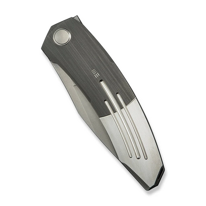 WE Knife Co., Ltd™ Sine Wave Liner Lock WE23069B-2 Gray & Satin 6AL4V Titanium M390 Stainless Steel Pocket Knife