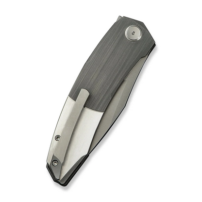 WE Knife Co., Ltd™ Sine Wave Liner Lock WE23069B-2 Gray & Satin 6AL4V Titanium M390 Stainless Steel Pocket Knife