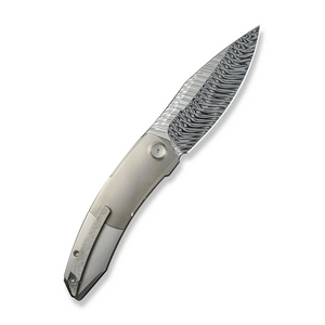 WE Knife Co., Ltd™ Sine Wave Liner Lock WE23069B-DS1 Bead-Blasted & Satin 6AL4V Titanium Damasteel Pocket Knife