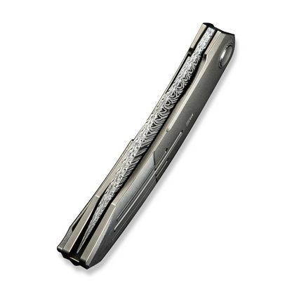 WE Knife Co., Ltd™ Sine Wave Liner Lock WE23069B-DS1 Bead-Blasted & Satin 6AL4V Titanium Damasteel Pocket Knife